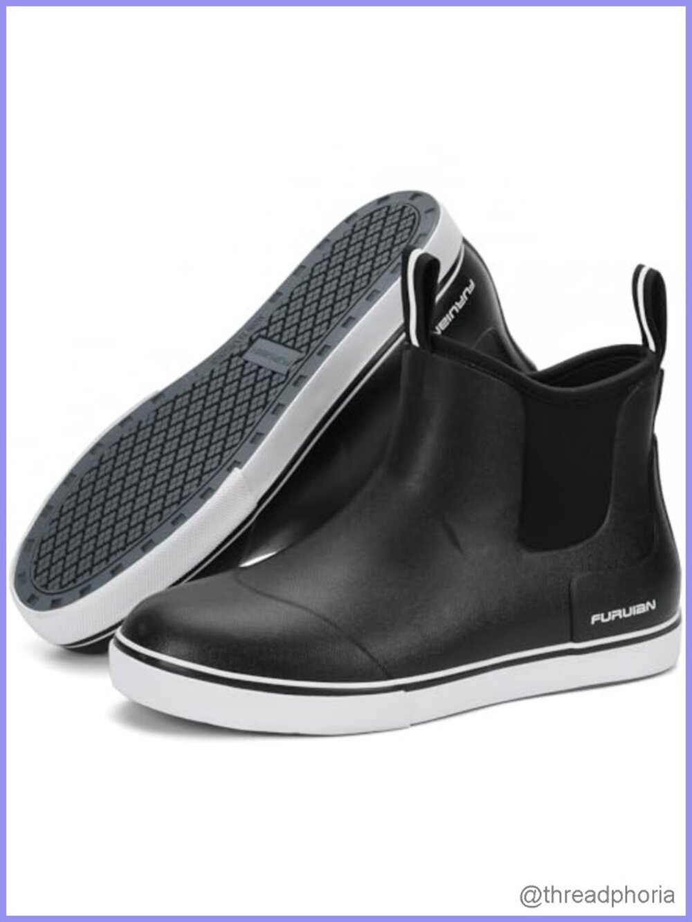 Furuian Women's Waterproof Rubber Neoprene Ankle Deck Rain Boots Fishing